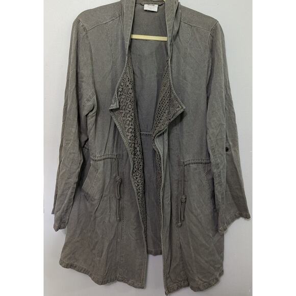 Knox Rose Women's Olive Lace Front Lightweight Hooded Jacket Size L - Picture 1 of 6